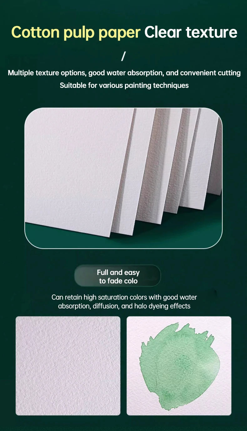 Baohong Academy Watercolor Book 100% Cotton Sketchbook 300g Drawing Paper 32K 16K 8K papel Para Acuarela Painting Art Supplies