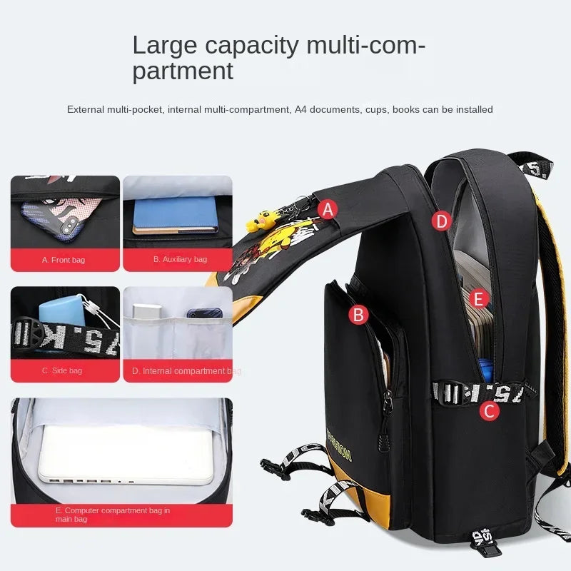 TAKARATOMY Backpack Trolley School Bag Pikachu School Bag Stationery Storage Backpack Multifunctional Travel Bag School Season