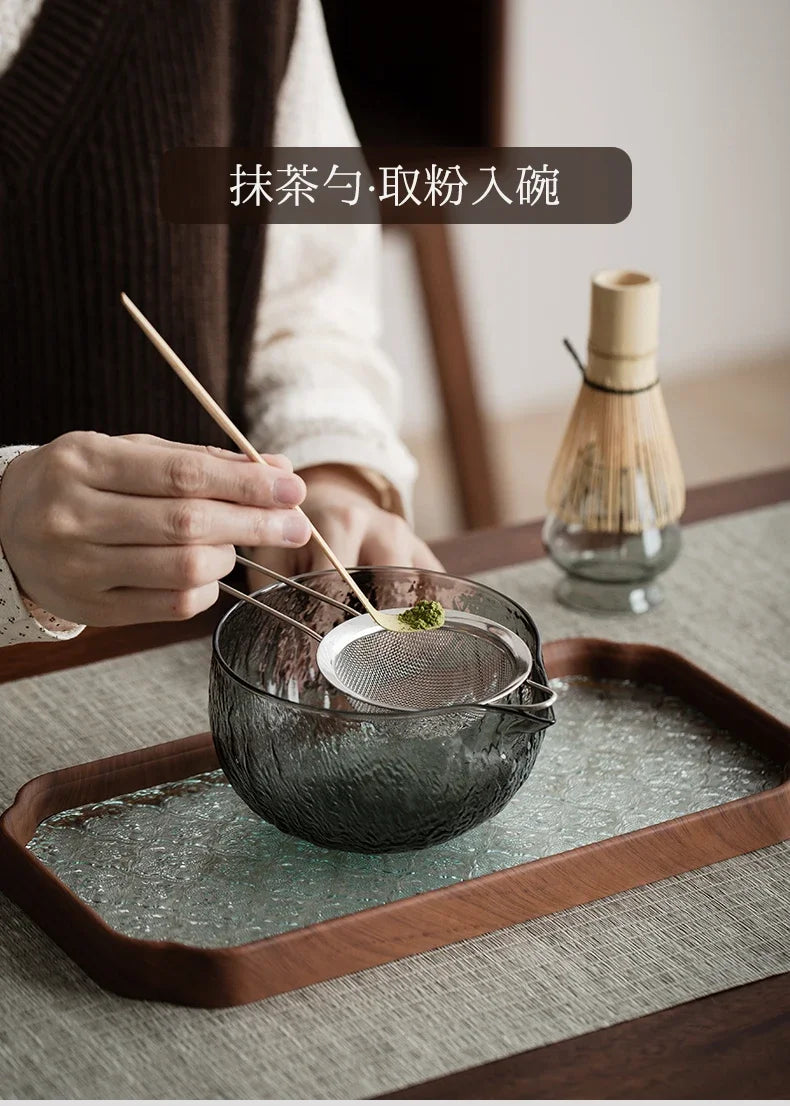 5Pcs Matcha Whisk Set Clear Glass Matchas Tea Set Matcha-Making Kit with Matcha Bowl Matcha Cup Matcha-Whisk for Tea Lovers