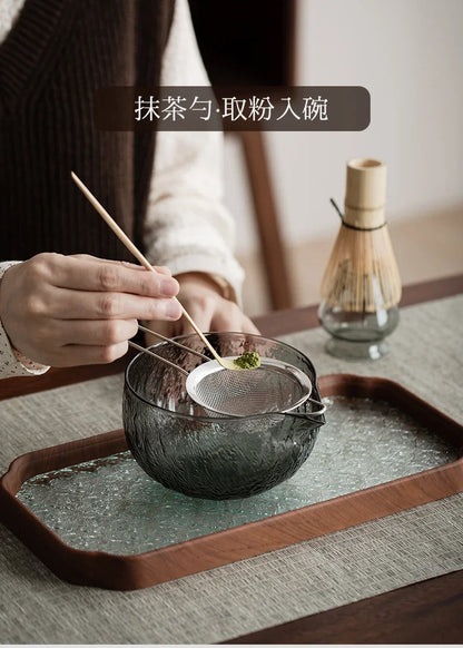 5Pcs Matcha Whisk Set Clear Glass Matchas Tea Set Matcha-Making Kit with Matcha Bowl Matcha Cup Matcha-Whisk for Tea Lovers