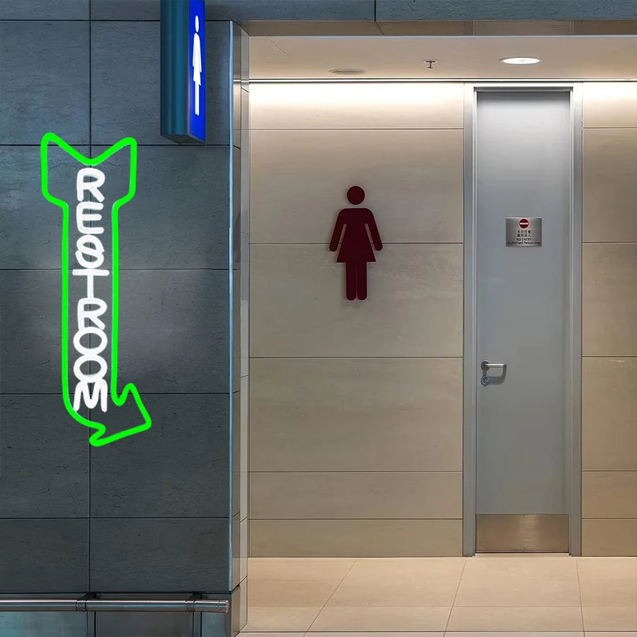 LED Rest Room Neon Sign For Wall Decor,  Bathroom Hotels, Bars, Hospitals, Homes And Other Places With Toilets,USB Powered.