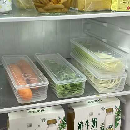 Fresh Box Refrigerator Storage Boxes Scallions Food Container with Lid Cold Crisper Sealed Kitchen Fresh Fruit Fridge Organiser