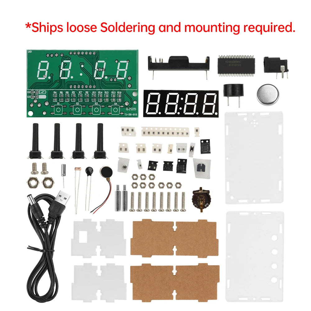 DIY Digital Clock Kit DC 5V Mini Weather Clock Soldering Practice Electronic Multifunctional DIY Alarm Clock Kit
