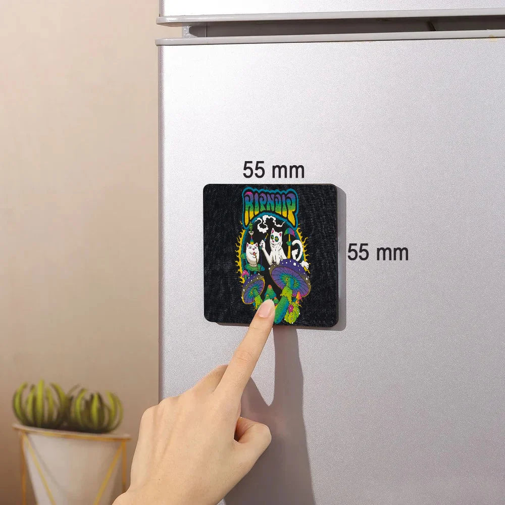 Cat R-Ripndips Fridge Photo Fridge Magnet Square Stickers Personalize Home Decor Souvenirs Gift