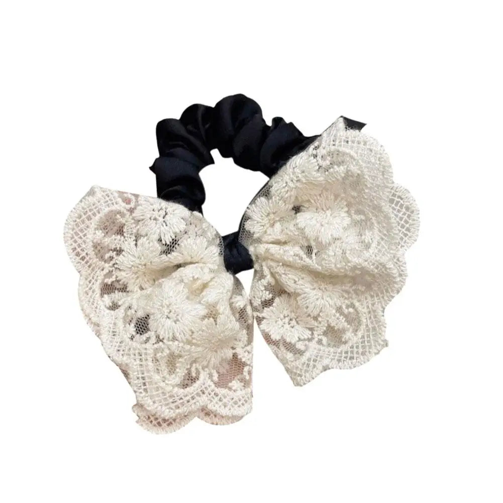 Fashion Lace Scrunchies French Romantic Elastic Hair Bands Girls Solid Ponytail Holder Headwear Hair Rope Women Hair Accessories