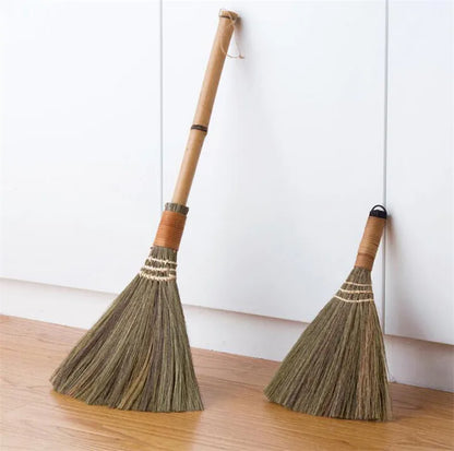 Retro Japanese Soft Hair Brooms Wood Floor Sweeping Straw Braided Household Floor Cleaning Household Floor Useful Cleaning Tools