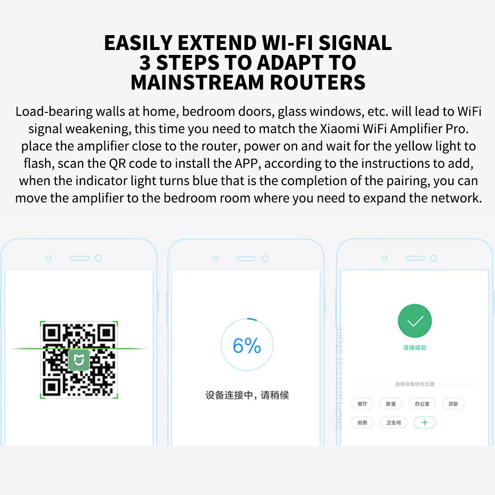 Original Xiaomi Mijia Wifi Amplifier Pro 300M 2.4G Repeater Network Expander Range Extender Roteader Mi Wireless Wi-Fi Router