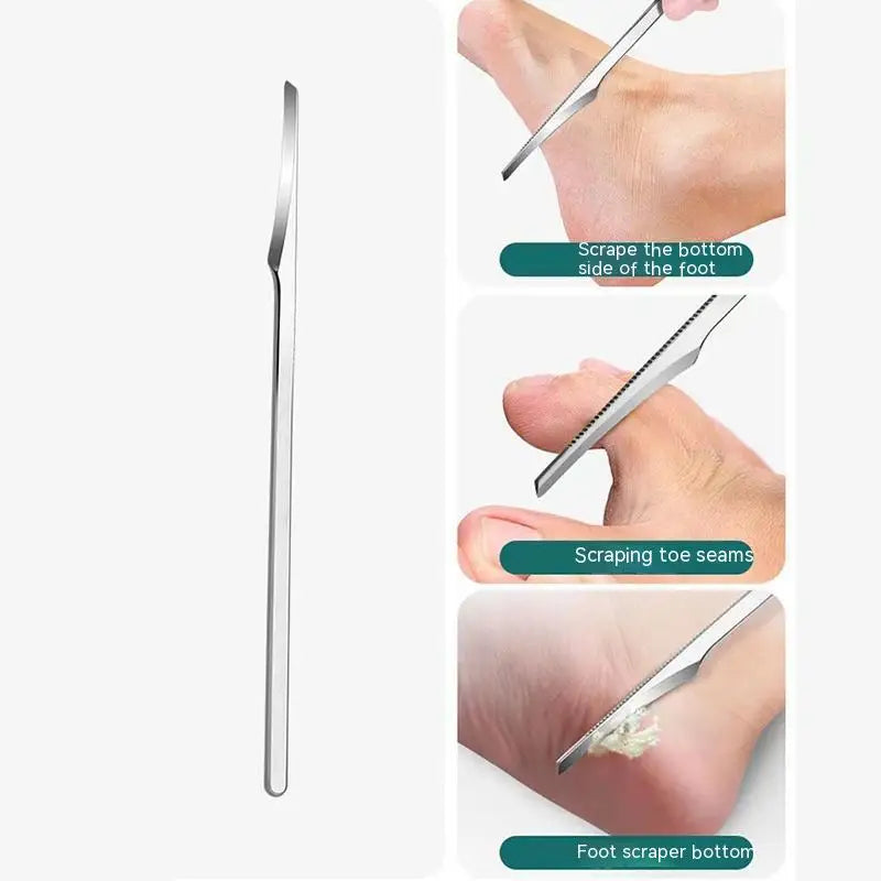 Professional Foot Scraper Stainless Steel Foot Care Pedicure Scraper Portable Nail Clipper Exfoliating Dead Skin Calluses Tools