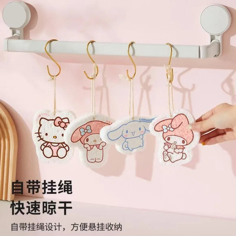 Sanrio Hello Kitty Sponge Dishwashing Brush Anime Character Creative Sponge Kitchen Cleaning Supplies Soft Cleaning Sponges
