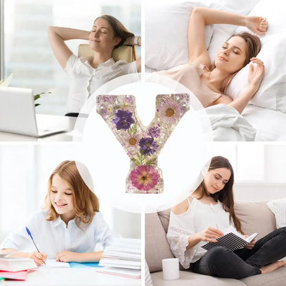 Floral 26 Letters Night Lights Decorative Resin Lamp with Initial Letter & Dry Flower Creative Table Light Night Lamp Glowing