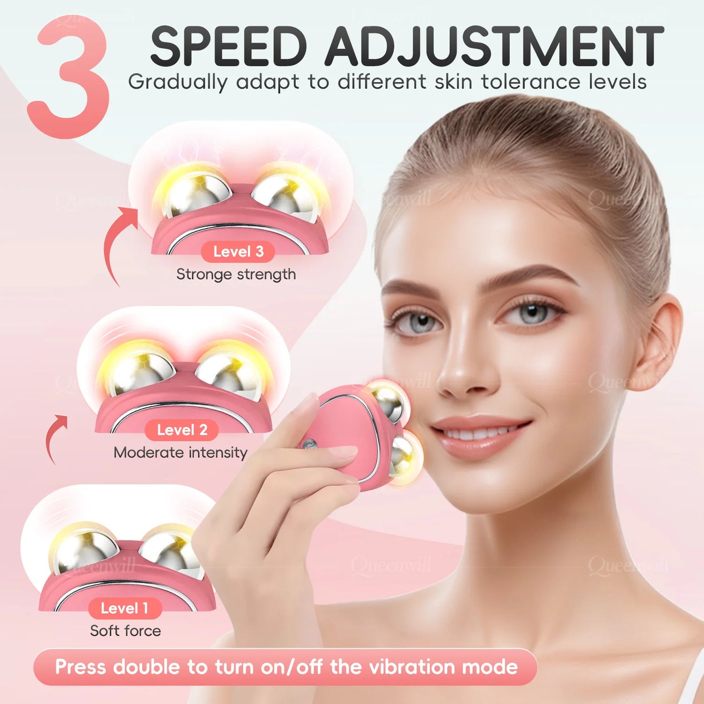 Microcurrent EMS Face Lifting Roller Facial Massager Skin Tightening Rejuvenation Anti-Wrinkle Rechargeable Device Beauty Tool