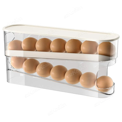 Egg Organizer Boxes Home Double Tiers Automatic Scrolling Egg Holder Refrigerator Storage Box for Fridge Kitchen Accessories
