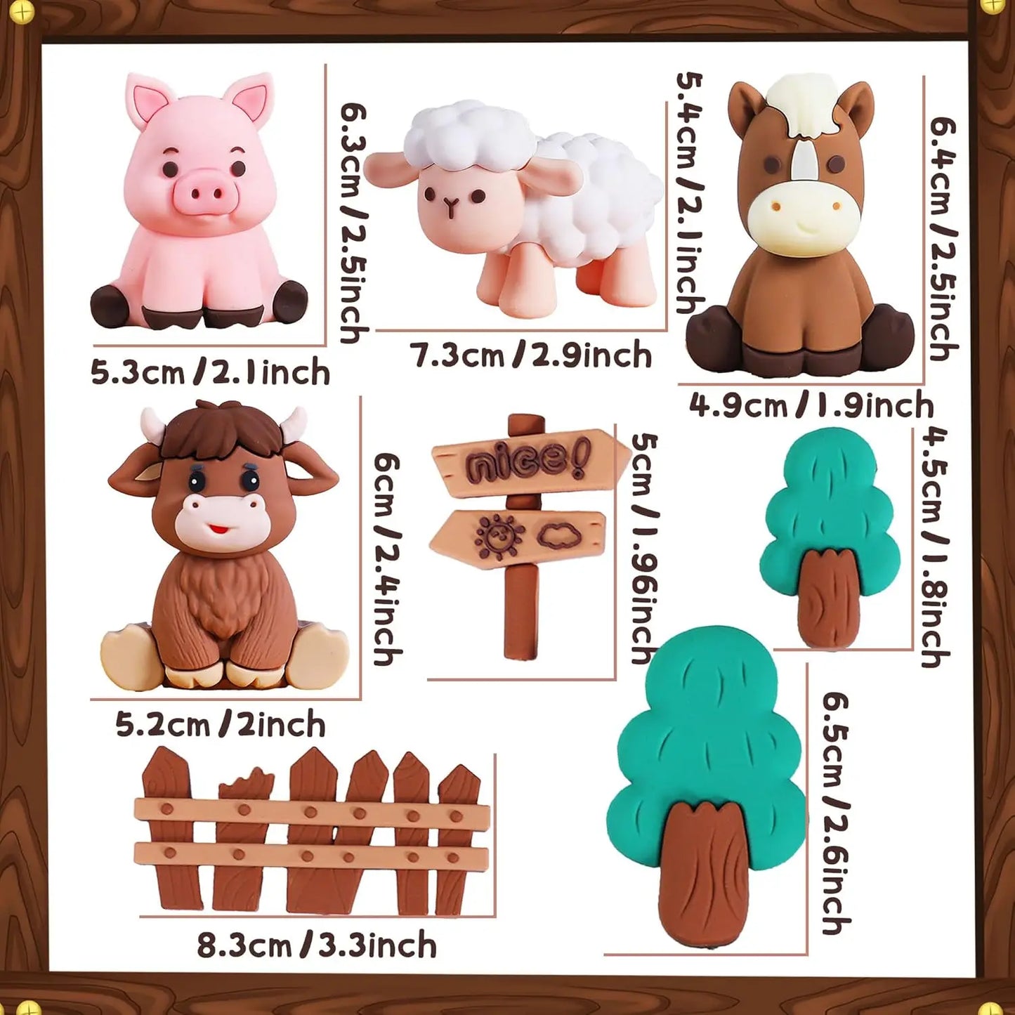 Farm Animal Cake Decoration Farm Birthday Cake Toppers Cow Pig Cake Topper for Farm Animal Baby Shower Birthday Party Decoration