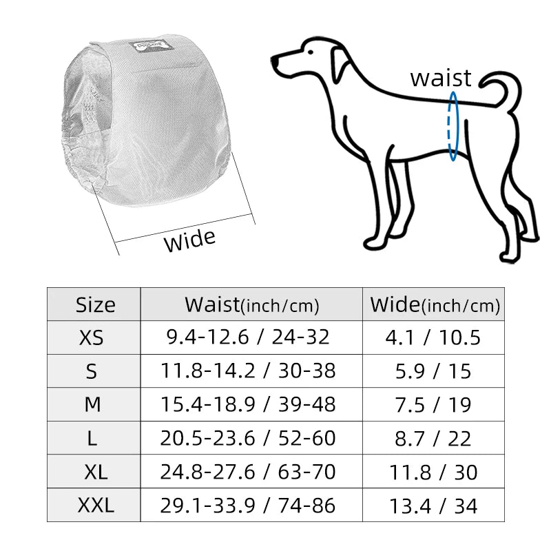 Washable Male Dog Diaper Reusable Pet Physiological Sanitary Pants Nappy Belly Band Wrap Hight Absorbent Leak Proof Diapers