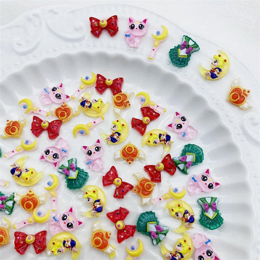 no.34  10/50pcs New cartoon nail accessories Cute stick resin accessories Wear nail accessories