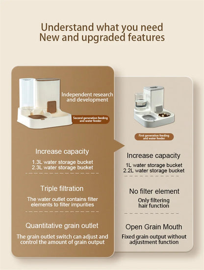 Pet Cat Automatic Feeder, Water Dispenser, Large Capacity Dry Wet Separation Food Container, Pet Supplies