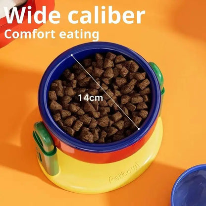 Pet Feeder Slow Feed Bowls Double Bowls Foldable with 3 Adjustable Height Suitable for Pets of Different Heights Water Feeding