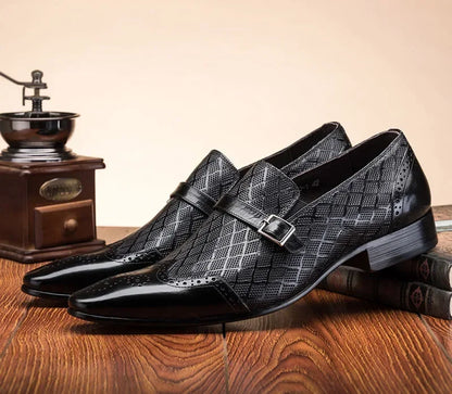 Fashionable Classic Men Formal Shoes Buckle Patent Leather Shoes Small Square Toe Slip-on Formal Party Shoes Men Wedding Shoes