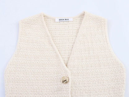 Women's Clothing 2025 New European And American Style Fashionable Knitted Texture Vest Casual Mini Skirt Set