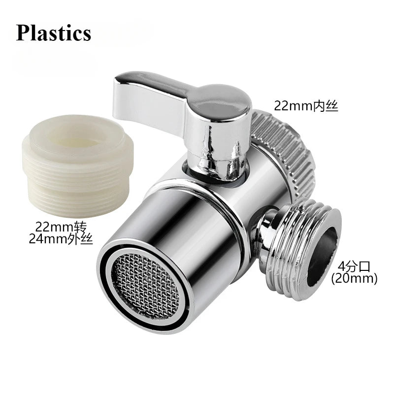 Universal Faucet Adapter Splitter Diverter Valve Water Tap Connector for Kitchen Sink Shower Bathroom Toilet Accessories