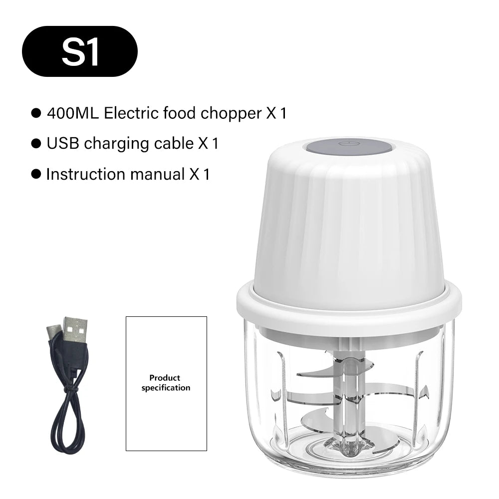 DEEWAZ 250ml/400ml Electric Garlic Masher Mini Chopper Multi Function Meat Grinder Masher Machine Vegetable Chopper Usb Charging