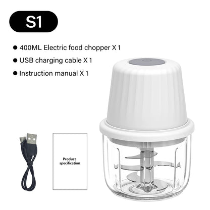DEEWAZ 250ml/400ml Electric Garlic Masher Mini Chopper Multi Function Meat Grinder Masher Machine Vegetable Chopper Usb Charging