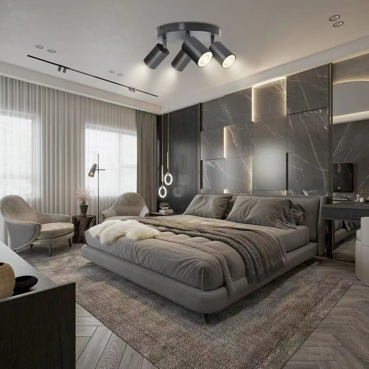 Modern LED Ceiling Light -  GU10 Wall Light Black - Energy Saving, Living Room, Bedroom, Kitchen, Easy Installation, Bulb Not In