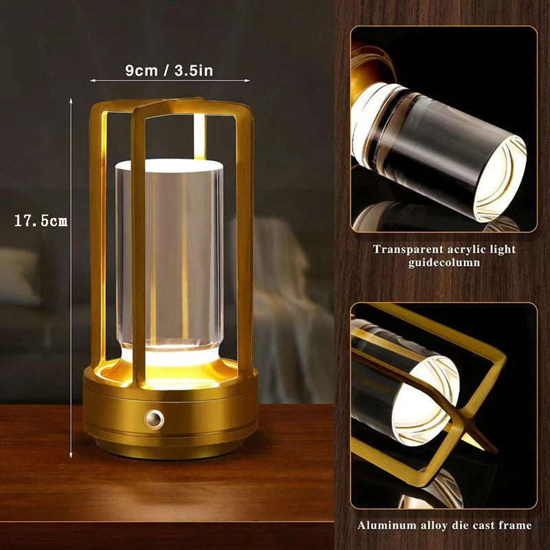 LED crystal table lamp Plastic Rechargeable touch night lamp Bedroom Bedside table lamp Restaurant decorative lamp