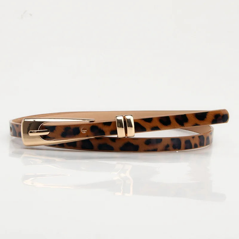 Leopard Print Belts for Woman Thin PU Belts Skirts Coat Decorative Waistbands Ladies Fashion Apparel Accessories Summer 2023 New
