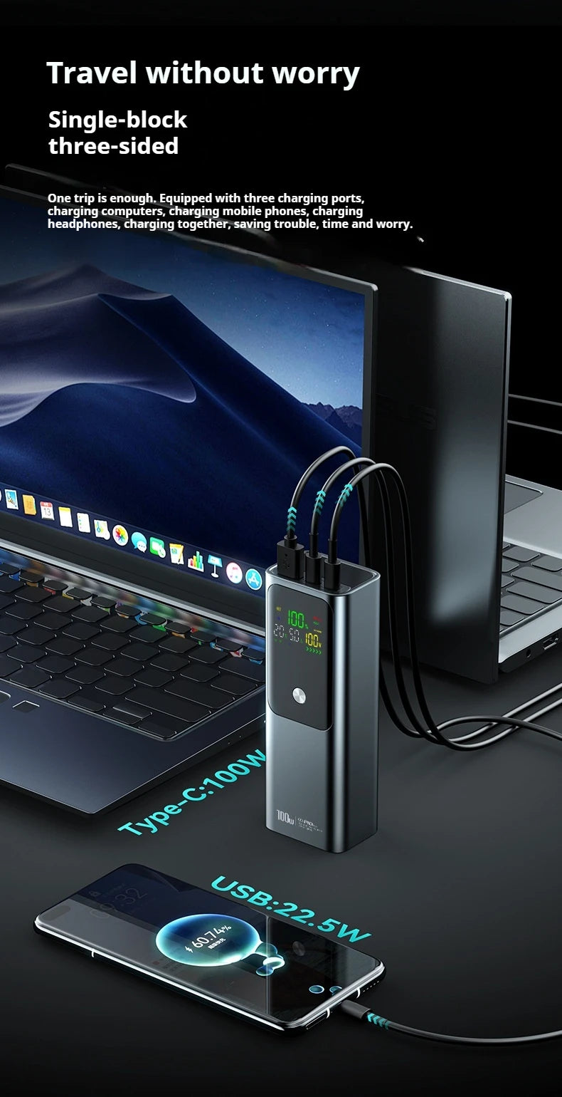 New PD100W Power Bank 30000mAh Large Capacity Two-way Fast Charging Portable Powerbank Laptop External Spare Battery for Macbook