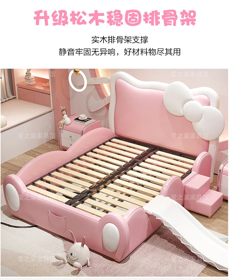 150X200cm Modern Childrens cartoon girl princ ess bed pink queen size bed frame full  double bed complete bedroom furniture