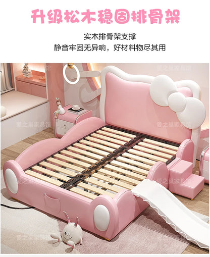150X200cm Modern Childrens cartoon girl princ ess bed pink queen size bed frame full  double bed complete bedroom furniture