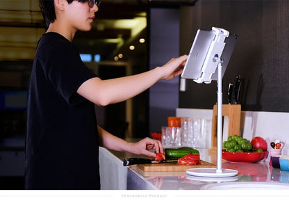 Sturdy Tablet Stand with Adjustable Viewing Angles - Ideal for Bedside, Desktop, and Kitchen Use