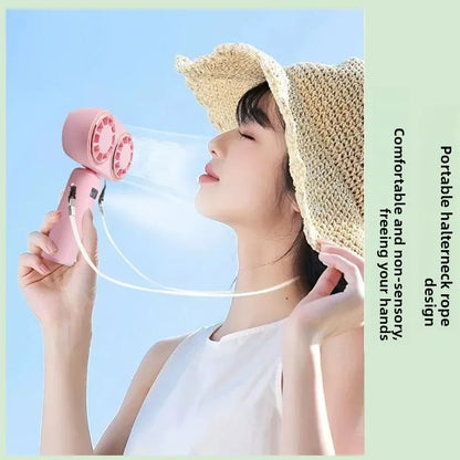 New Handheld USB Small Fan Double-headed Handheld Fan with Long Battery Life Mini Rechargeable Portable Electric Fan.