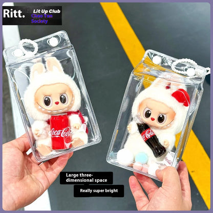 Labubu Fully Transparent Square Walking Bag Labubu Sitting Posture Protective Cover Labubu Protective Cover Display Bag Fashion