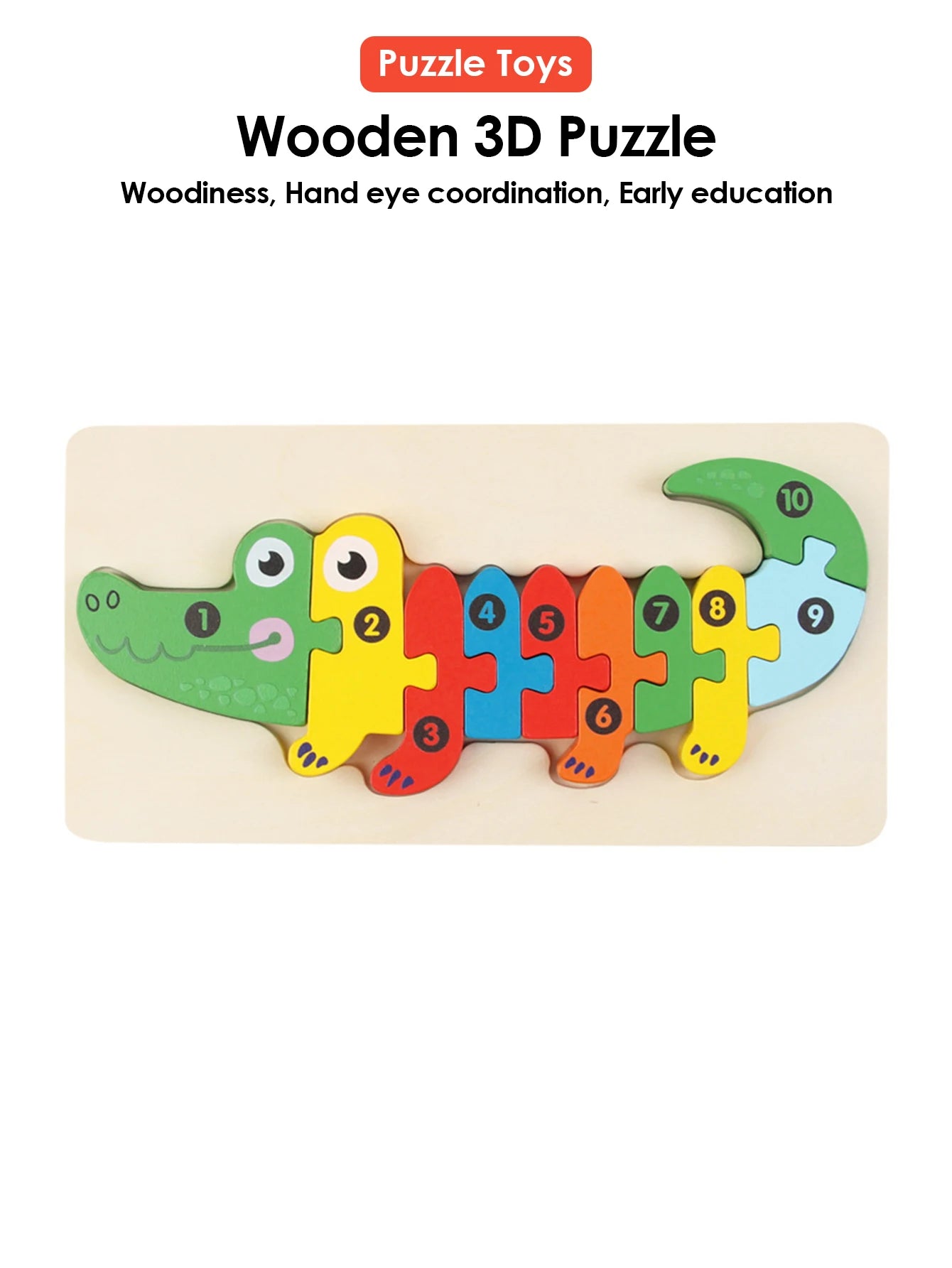 3D Wooden Puzzles Educational Cartoon Animals Early Learning Cognition Intelligence Puzzle Game For Children Toys
