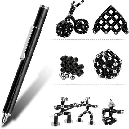 Magnetic Multi Function Pen Novel Student Decompression Magnetic Black Ballpoint Pen Student Writing Supplies Gift For Friends