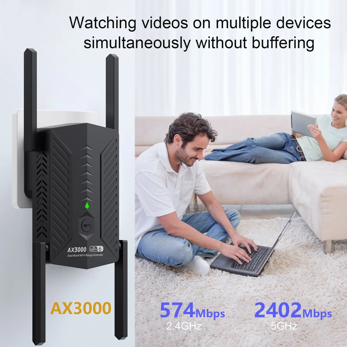 3000Mbps Wireless WiFi Repeater Wi-fi 6 Signal Booster 5G 2.4G WiFi Extender Router Long Range Amplifier For Home Office