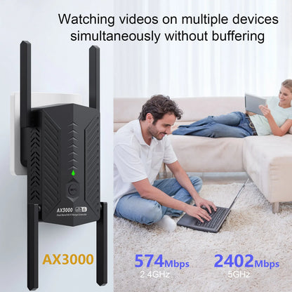 3000Mbps Wireless WiFi Repeater Wi-fi 6 Signal Booster 5G 2.4G WiFi Extender Router Long Range Amplifier For Home Office