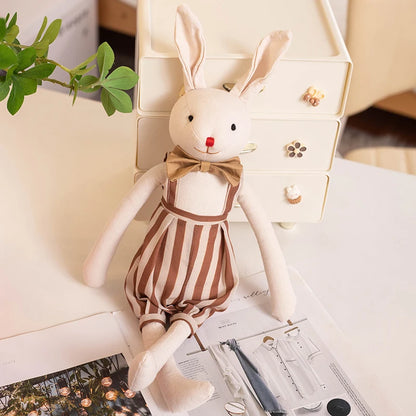 Stuffed Bunny Cloth Dress Toys Smoothing Toy for Infant Cuddling sleep doll for Girls Handmade Diversity Brown Rabbit Plushie