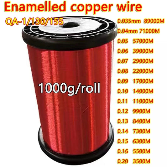 0.035mm 0.04mm 0.05mm 0.20mm copper wire Magnet Wire Enameled Copper Winding wire Coil Copper Wire Winding wire Weight 1000g