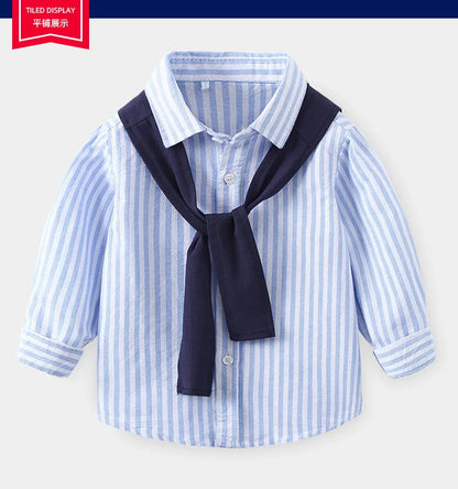 Baby Boys Blouses Toddler Striped Outerwear Kids Shawl Jacket Comfortable Shirts 2024 Spring Autumn Children's Clothing Casual