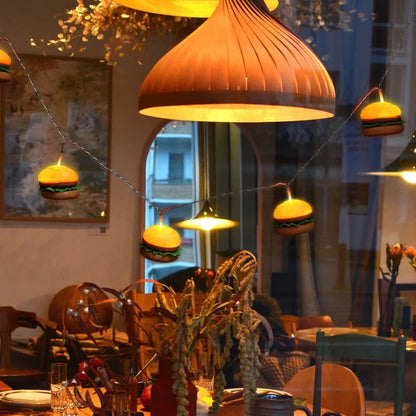 Creative Plastic Hamburger Led Light String Exquisite Decorative String Lamp LED Party Bedroom Living Room Courtyard Birthday