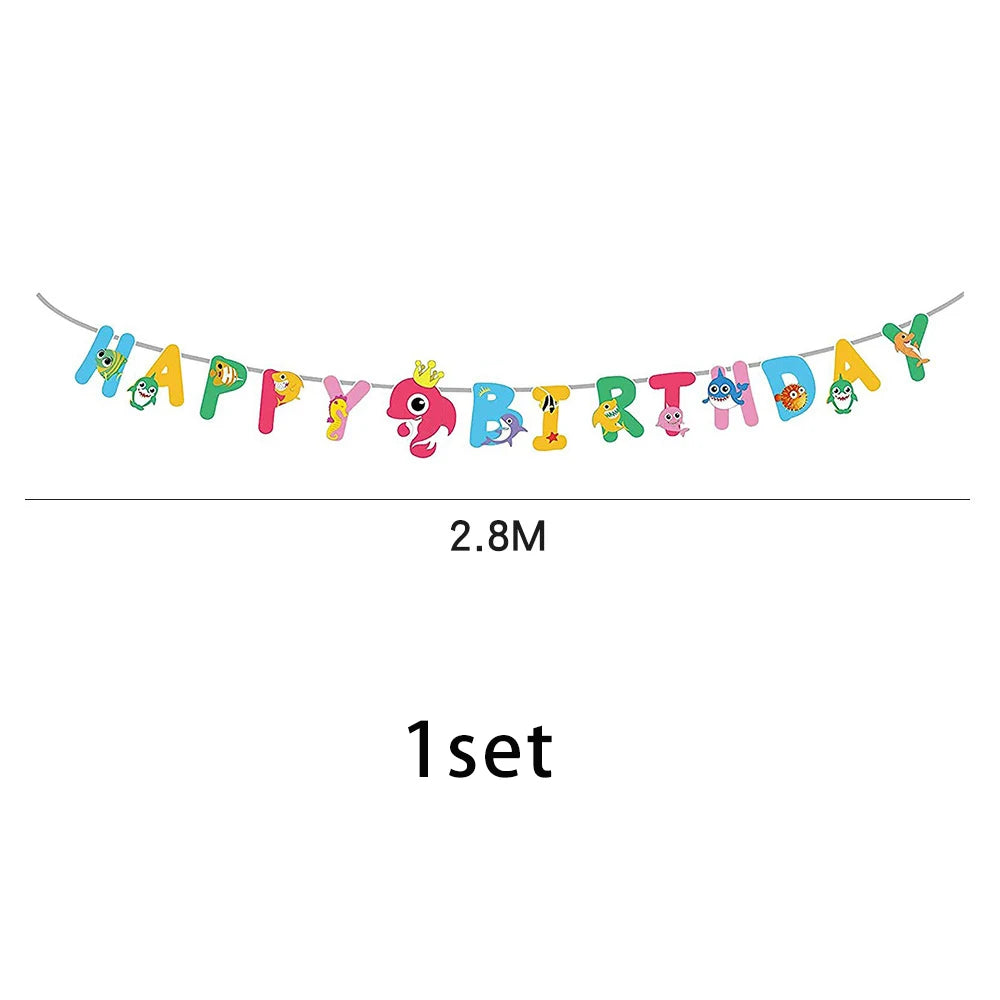 Shark Birthday Party Disposable Tableware Tablecloth Party Supplies Boys Girls Baby Shower Party Dressing