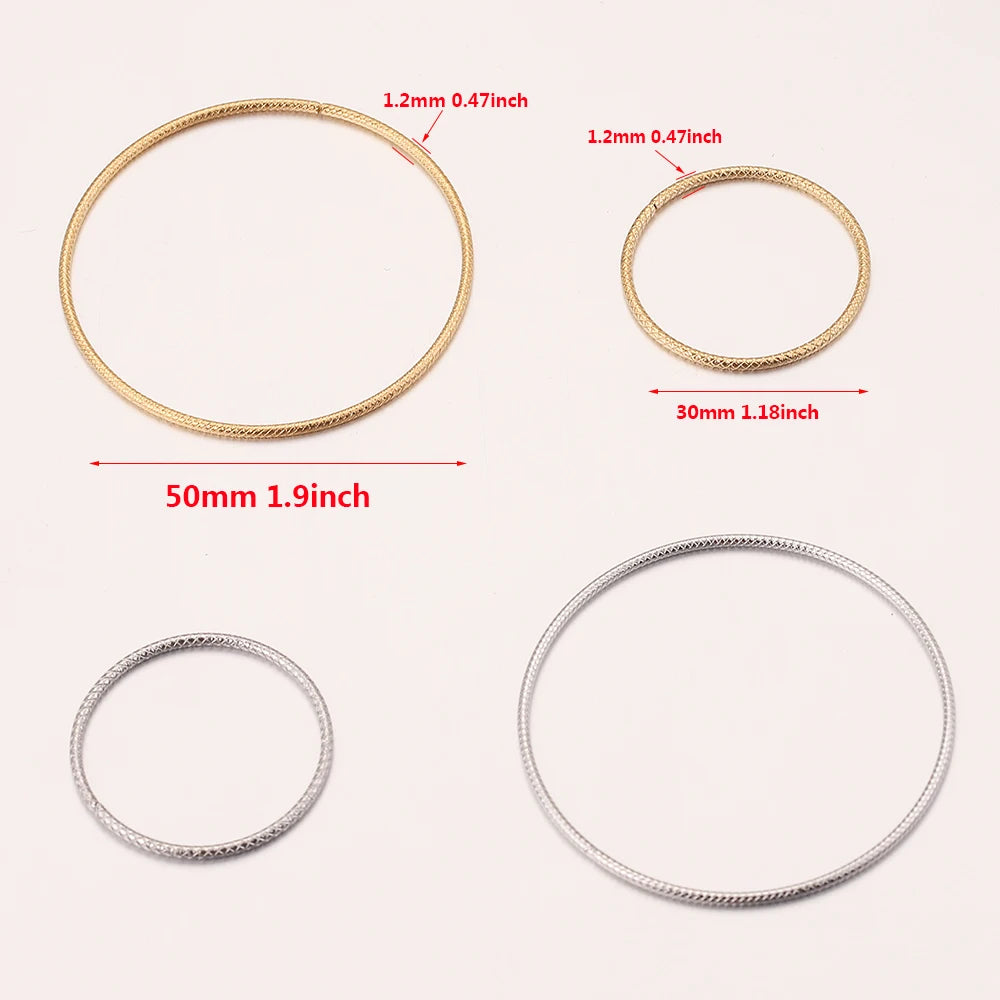 10pcs 30/50mm Round Stainless Steel Jump Rings Gold-Plate Twisted Closed Ring for DIY Jewelry Making Earring Accessories
