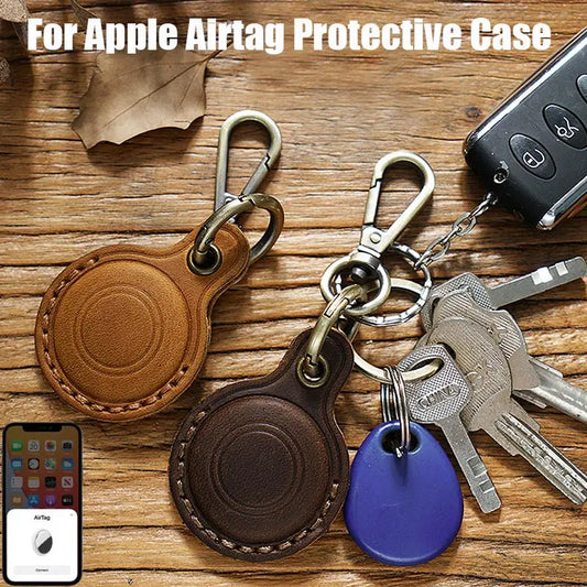 New Retro Leather Keychain Protective Case for Apple Airtag Locator Tracker Device Protector Cover For Air tag Accessories