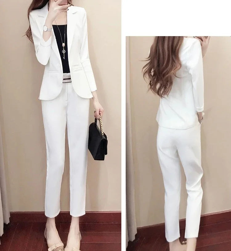 Office Outfit Professional White Wear To Work Trouser Suit Two Piece Set Pants for Women Womens 2 Pant Sets Black Blazer and Xxl