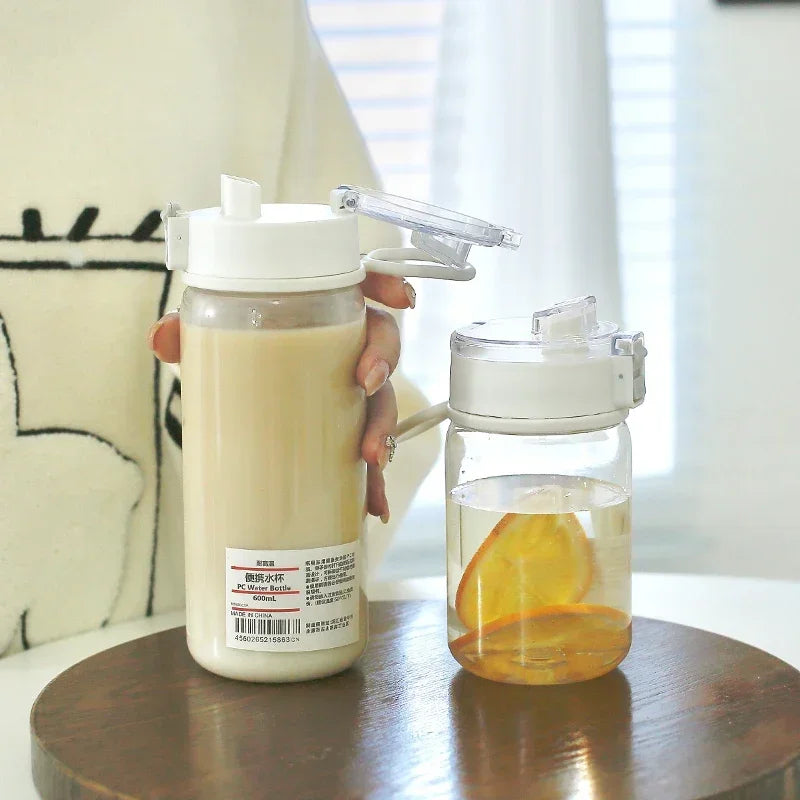 Portable Transparent Kawaii Water Bottle Sports Water Cup Plastic Handy Cup Outdoor Travel Office Essential Water Bottle ]Cup