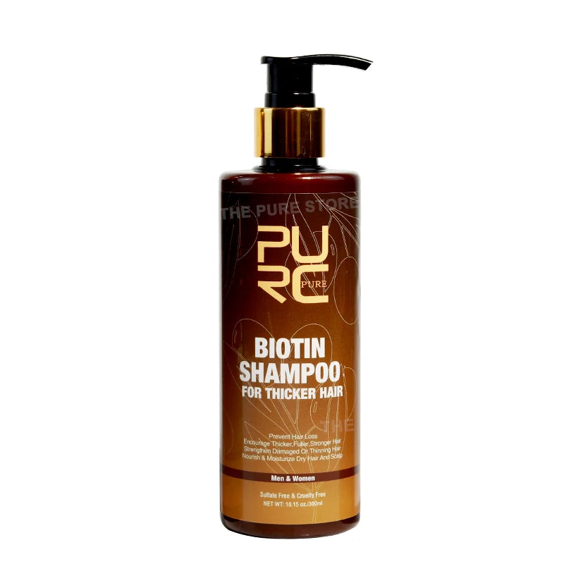 PURC 300ML Biotin Hair Shampoo Scalp Cleaning Nourishing Strengthen Roots Shampoos Hair Care Products for All Hair Types