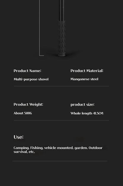 Multifunctional garden shovel for camping, suitable for camping/fishing/wild survival, etc. Shovel. Pickaxe and hoe three-in-one
